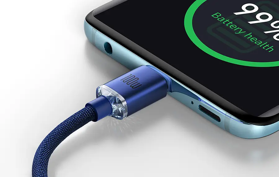 Kabel USB-C Power Delivery Quick Charge 3.0 100 W 1,2 m Baseus Crystal Shine CAJY000603 niebieski